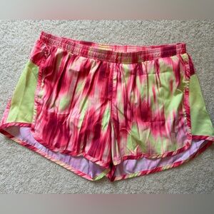 Old Navy Pink and Neon Yellow Tie-Dye Athletic Shorts
